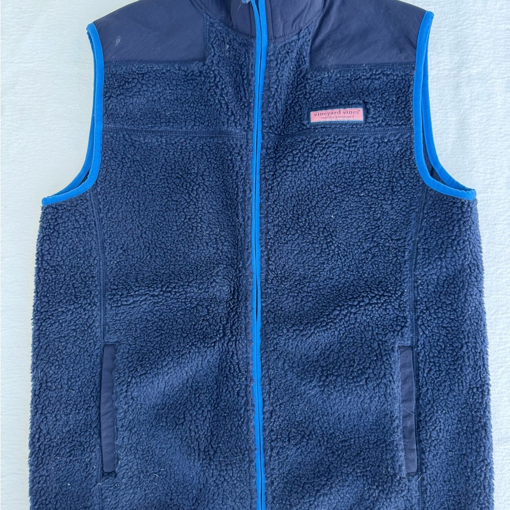 EUC Boys Navy Blue Vineyard Vines Fleece Vest XL (18)
